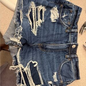 American Eagle Outfitters Blue Distressed Jean Shorts